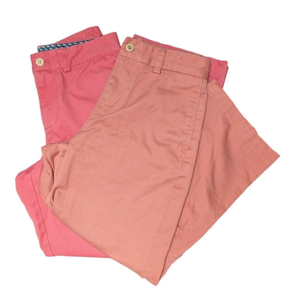 2 Vineyard Vines Cotton Girls Pant Straight Leg Pink & Coral Youth Size 10